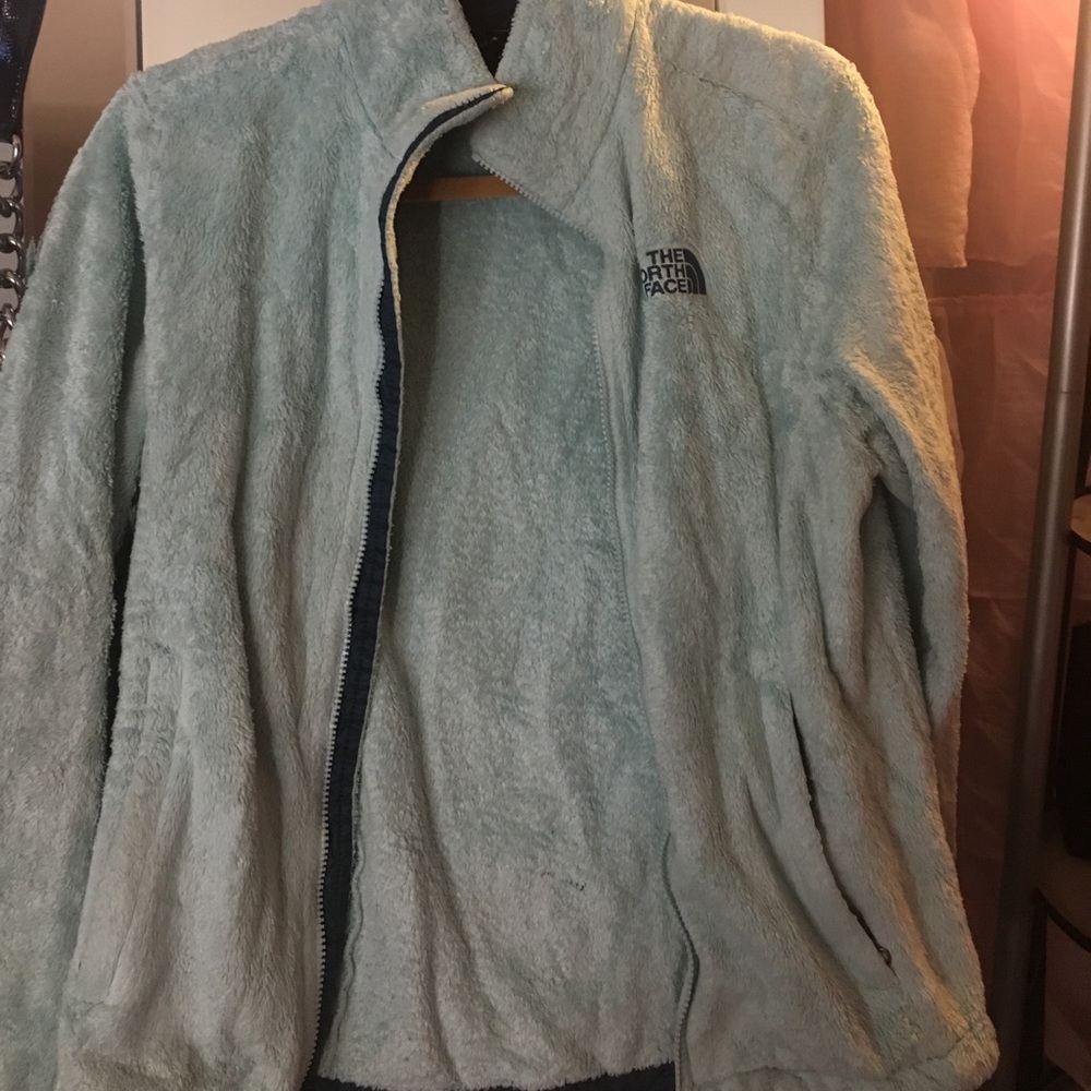 Mint blue northface zip up jacket