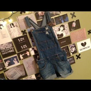 Distressed Overall Shorts
