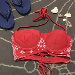 NWOT Red Bandeau style bikini top