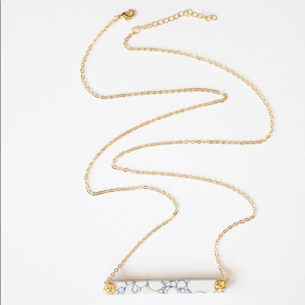 Marble Stone Bar Necklace Delicate Chain LAST 1! - Picture 3 of 6