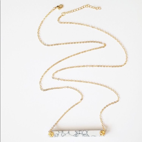 Marble Stone Bar Necklace Delicate Chain LAST 1! - Picture 3 of 6