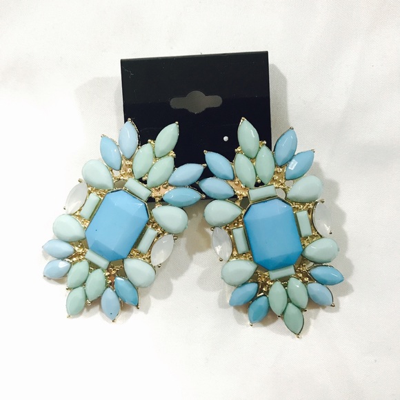 Blue•Green Statement Earrings - Picture 2 of 2