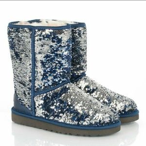 Uggs - Blue and Silver Sparkle sz 7 Women's