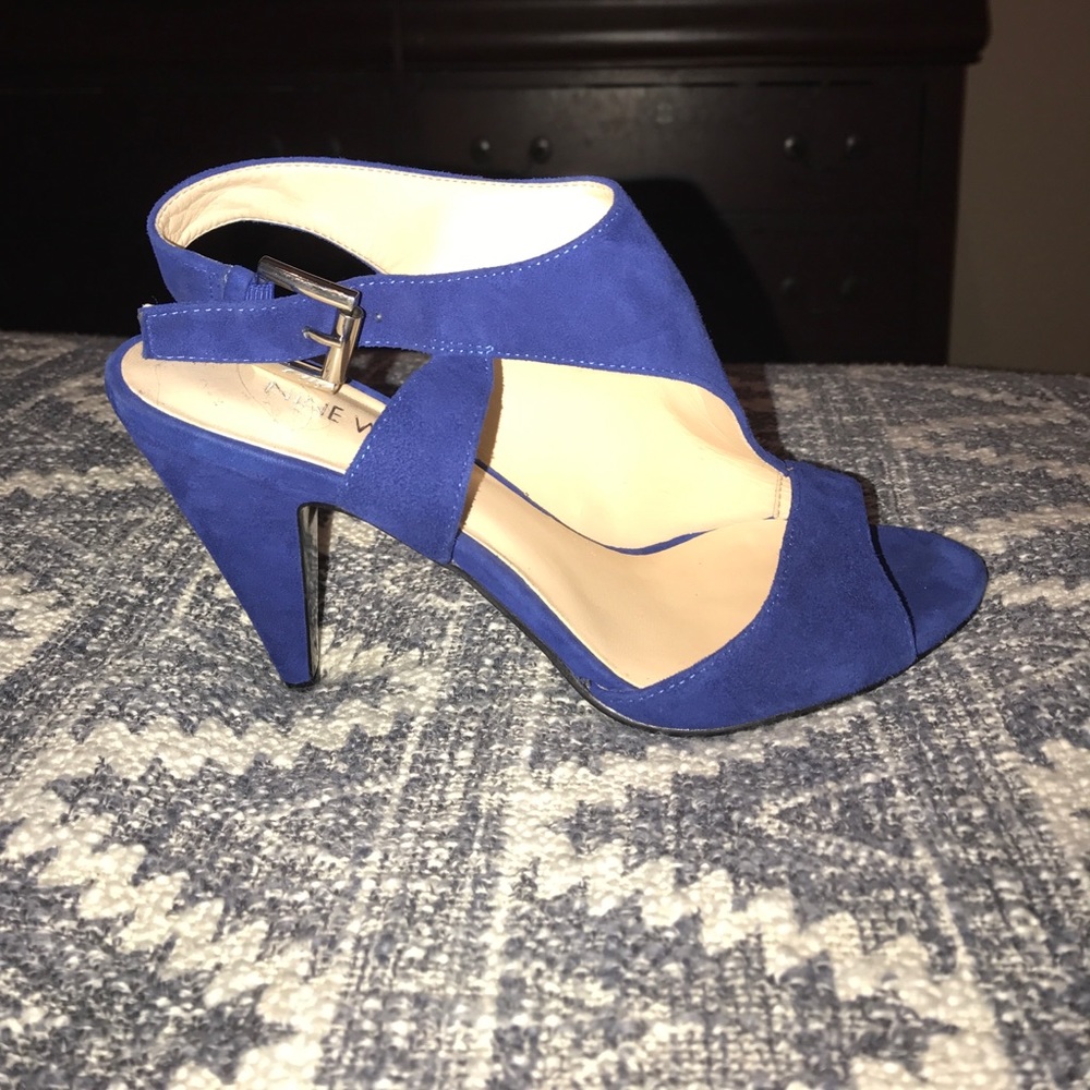Blue suede heels
