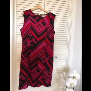 Calvin Klein pink and red pattern dress size 16