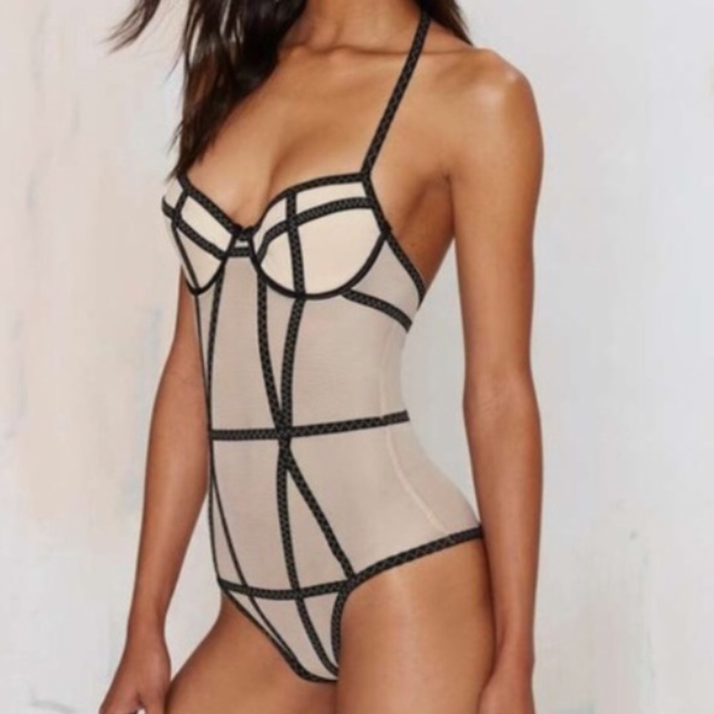 Strappy sheer bodysuit