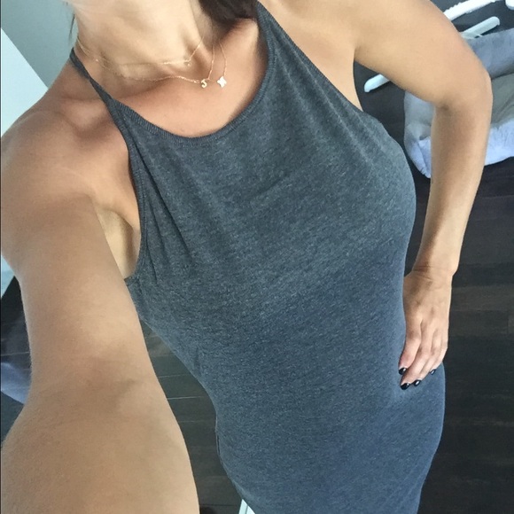 Final Sale Grey cross back stretch Maxi dress - Picture 3 of 8