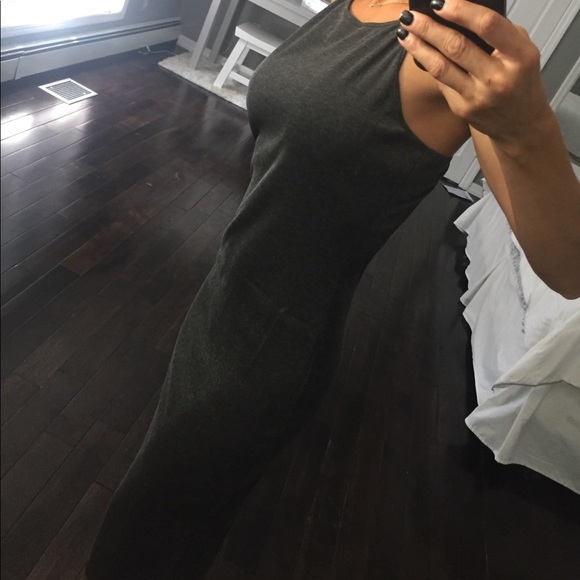 Final Sale Grey cross back stretch Maxi dress - Picture 8 of 8