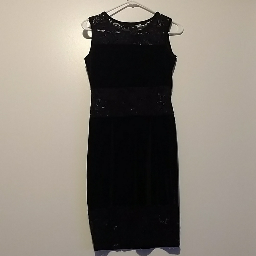 Black partial lace dress