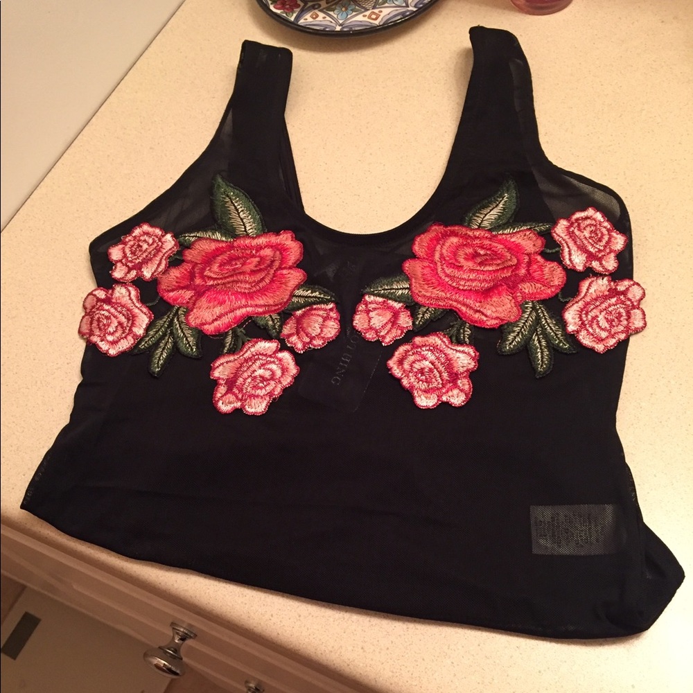 Rose Print Mesh Bodysuit