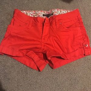 Bright red shorts