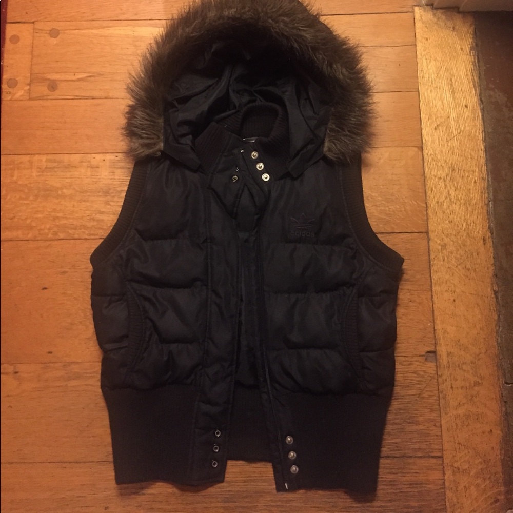 Adidas Puffer Vest with detachable fur hood