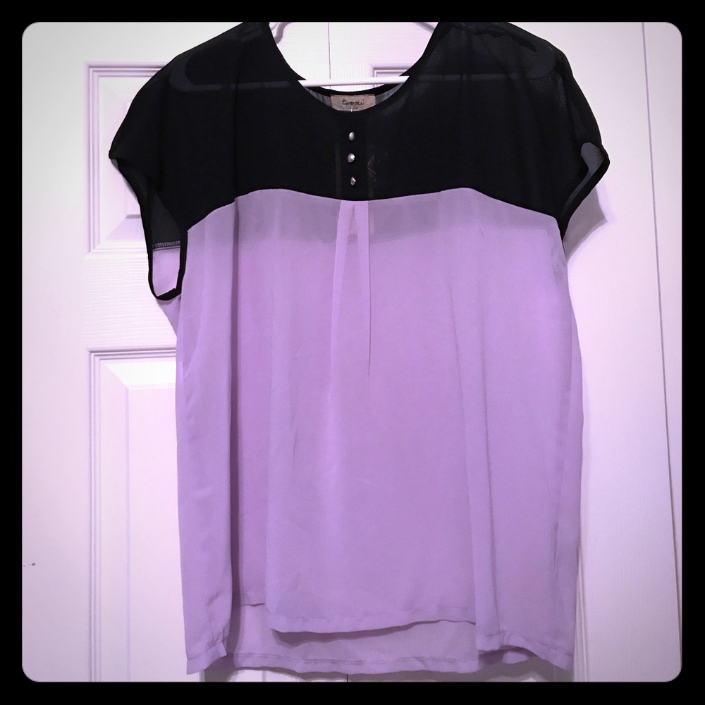 Toomi black/lavender blouse - size large