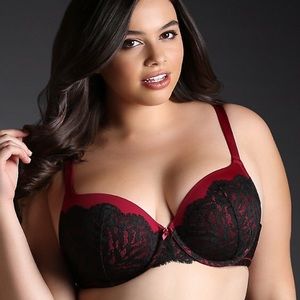 EUC Torrid Red&Black Lace Push-up Balconette Bra