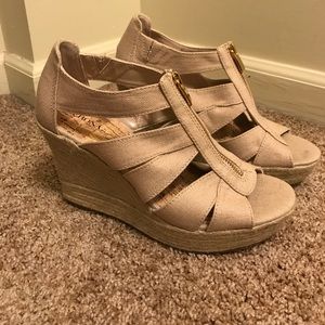 Merona tan zip up wedges
