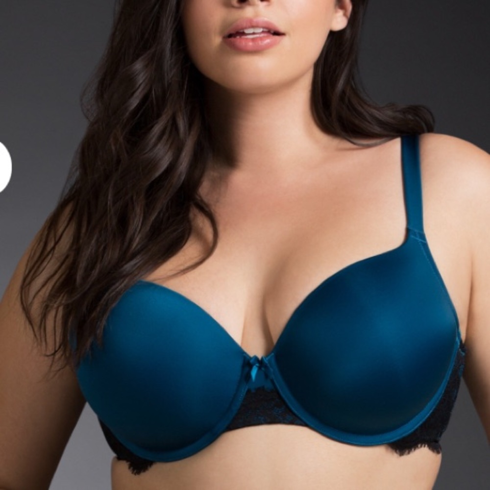 EUC Torrid Teal&Black Lace Push-up Balconette Bra