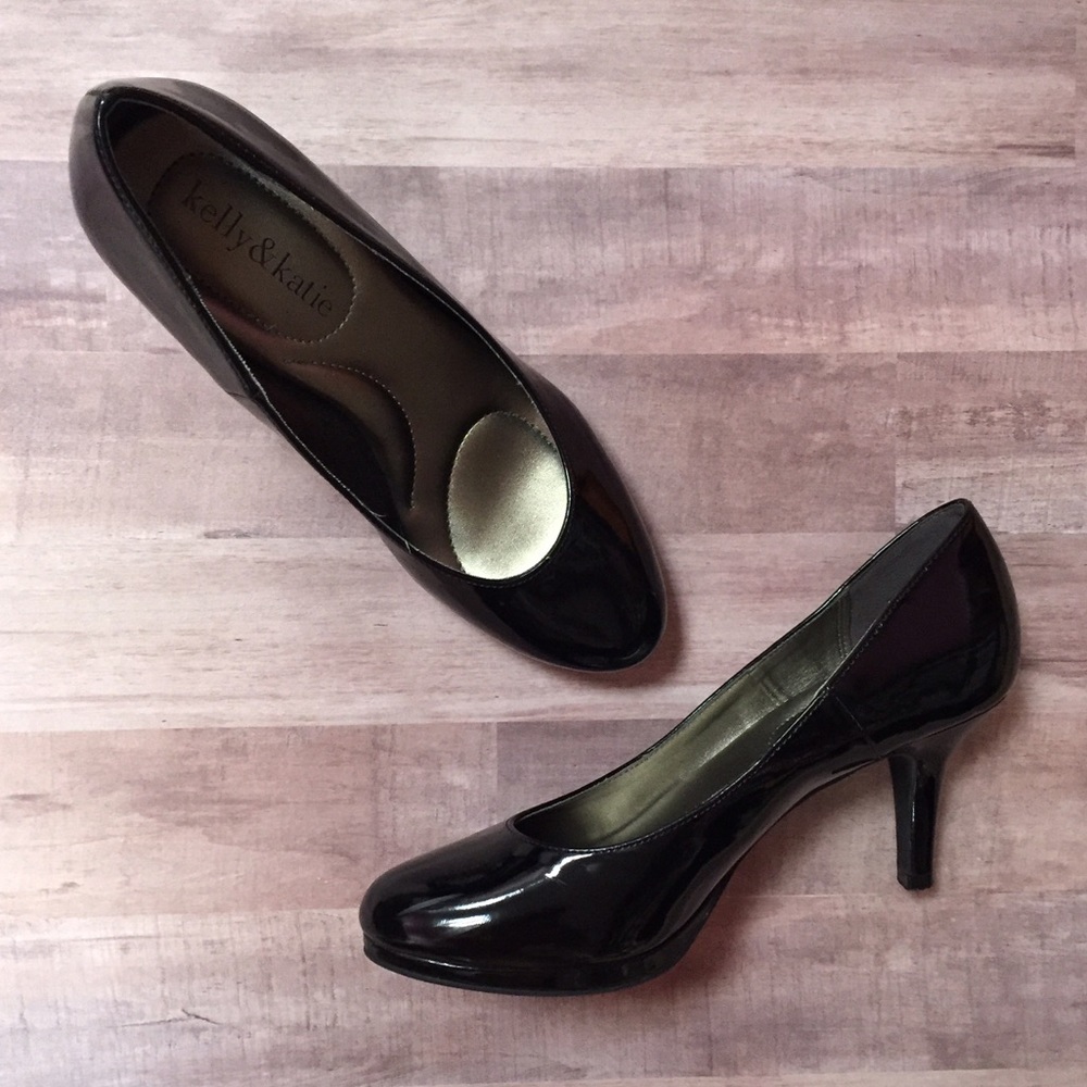 Kelly and Katie Patent Leather Black Heels