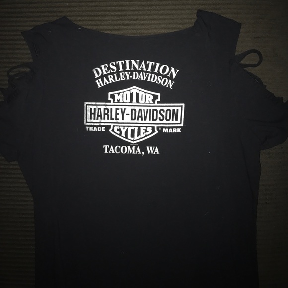 H-D BURNOUT TEE WITH SLEVES CUT OUT INTO SLITS ❤️ - Picture 4 of 4