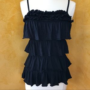 Black ruffled tank  with spaghetti straps