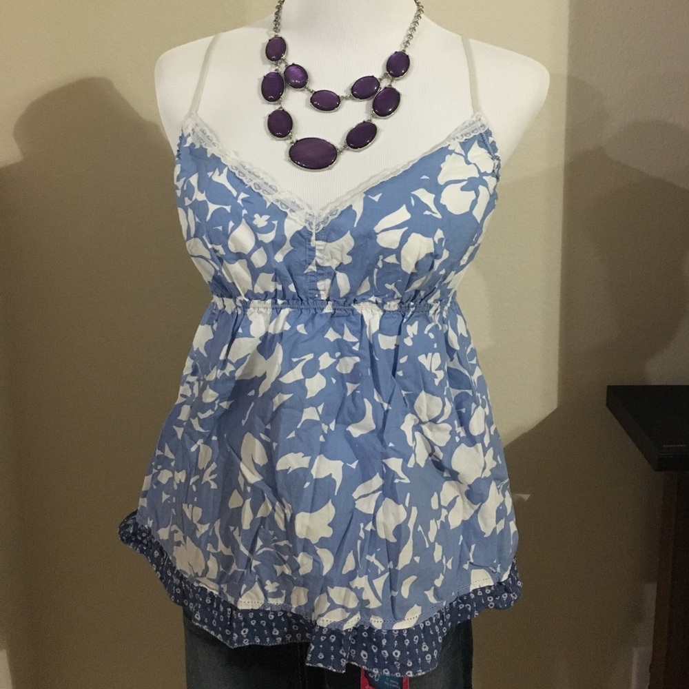 American Eagle Blue Floral Tank Top