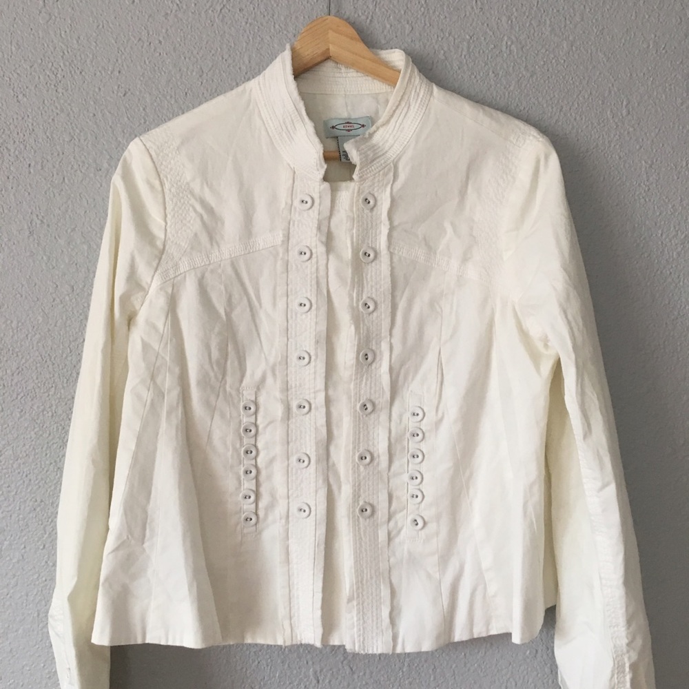 Anthropologie Sitwell white jacket with buttons 10