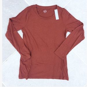 J.Crew Dark Red Long Sleeve Tissue Tee NEW! NWT