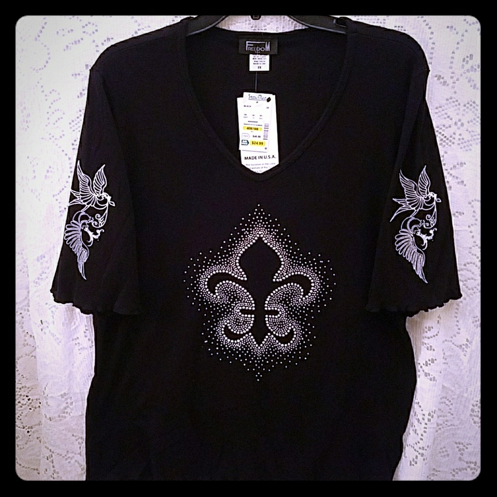 NWT Embellished Cotton Top