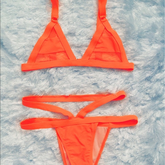 BRIGHT ORANGE SEXY TRIANGLE BIKINI - Picture 1 of 3