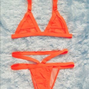 BRIGHT ORANGE SEXY TRIANGLE BIKINI