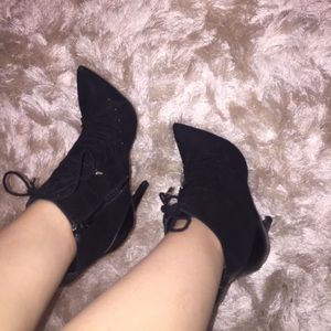 Zara suede black lace up booties