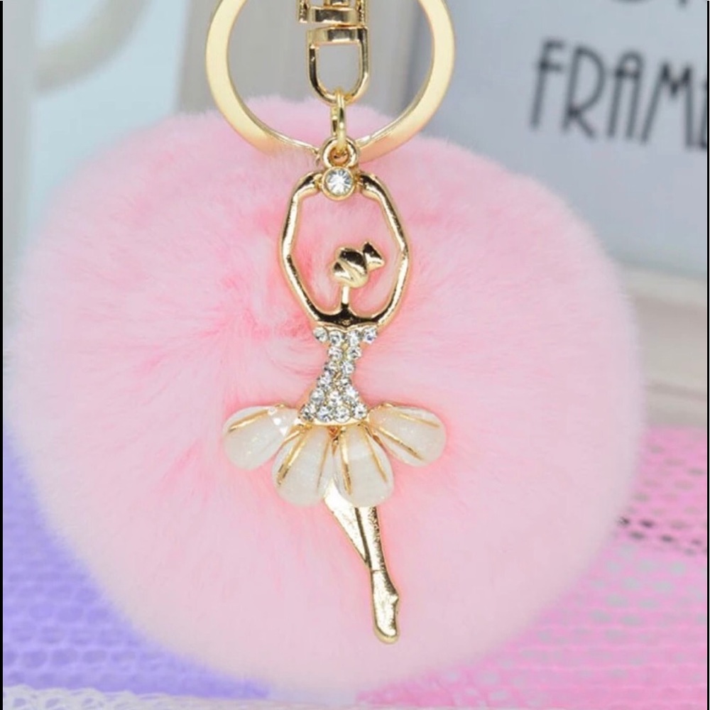 ❤️Stylish Ballerina Girl Rabbit Fur Keychain/Charm