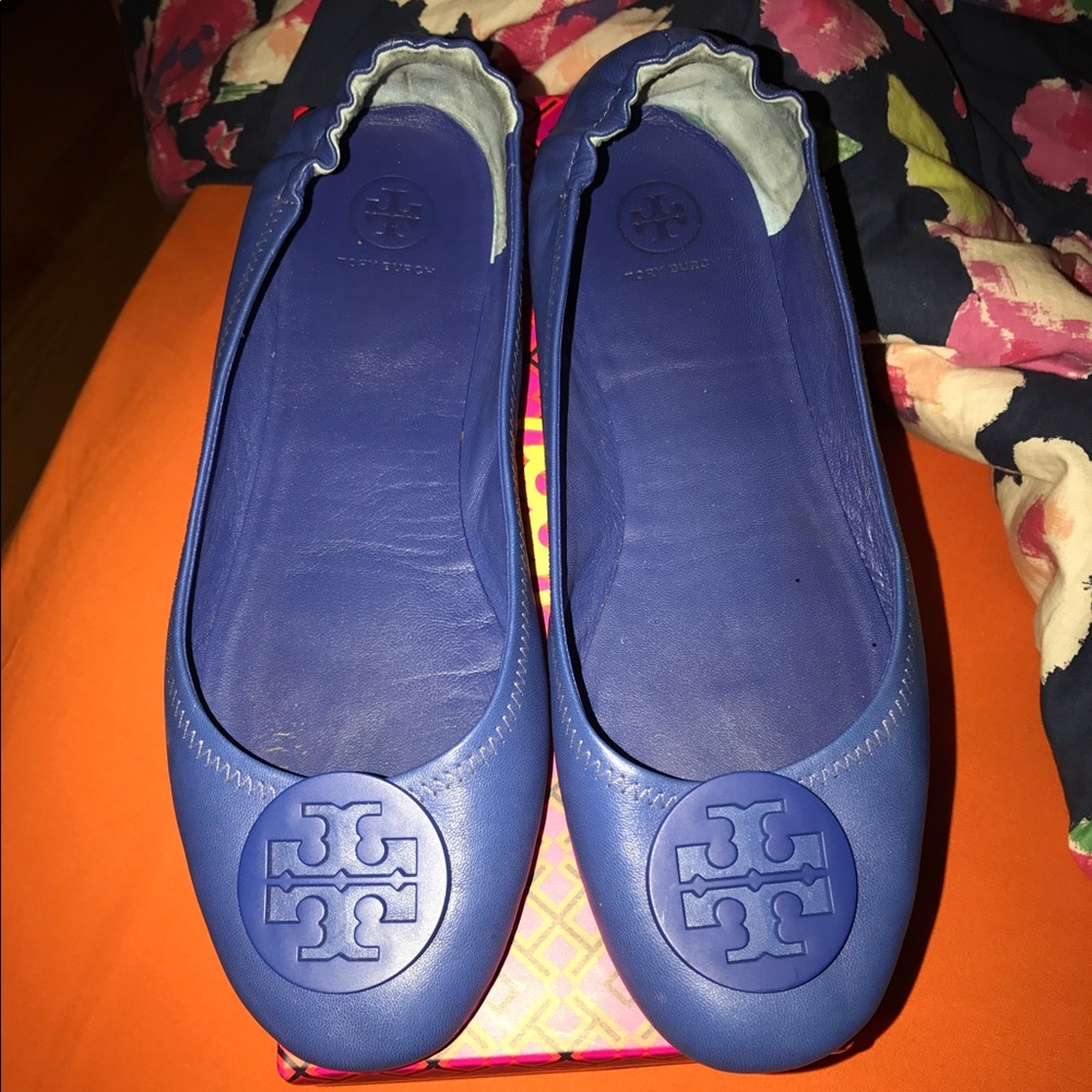 Authentic Jelly Blue Tory Burch Flats