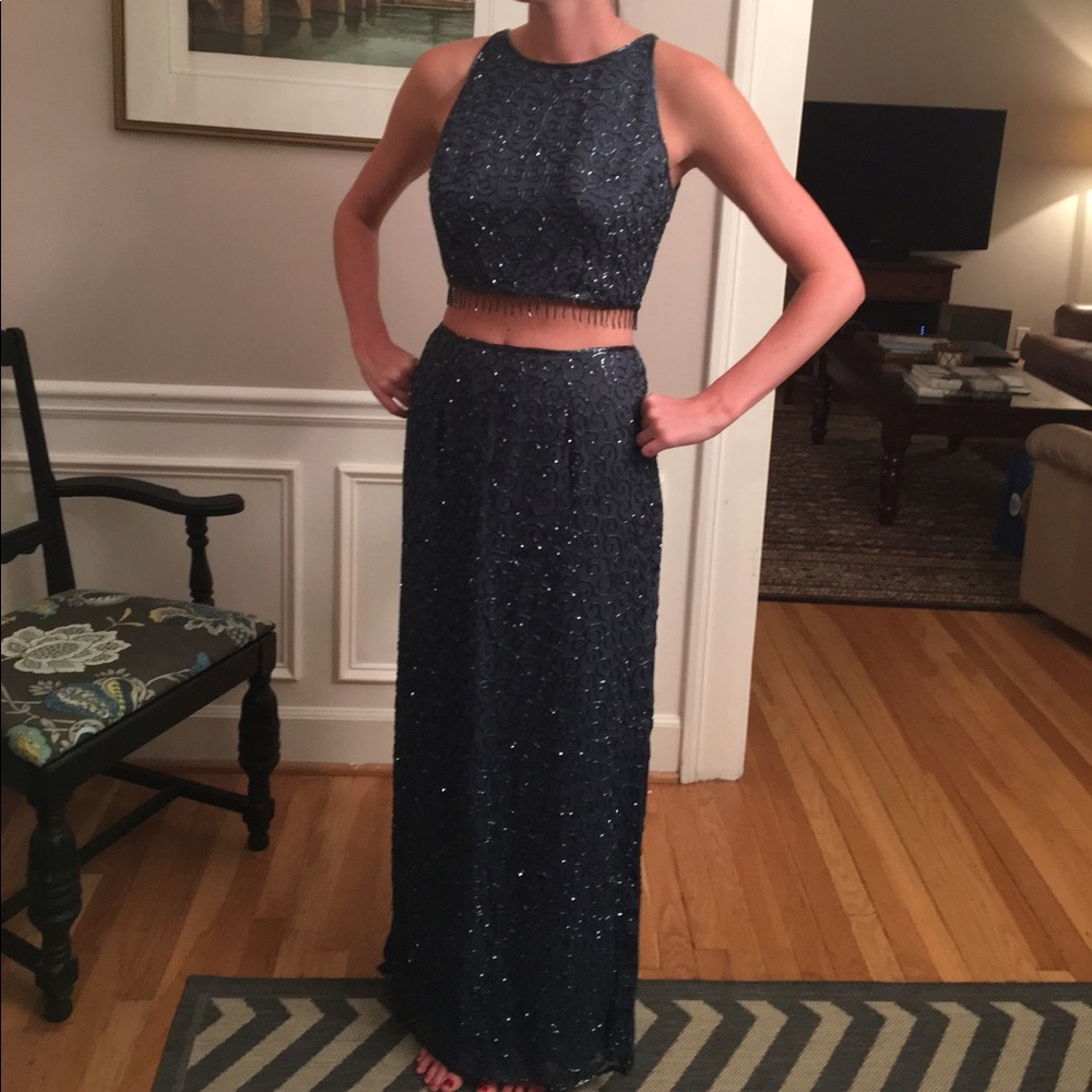 Two piece sequin gown