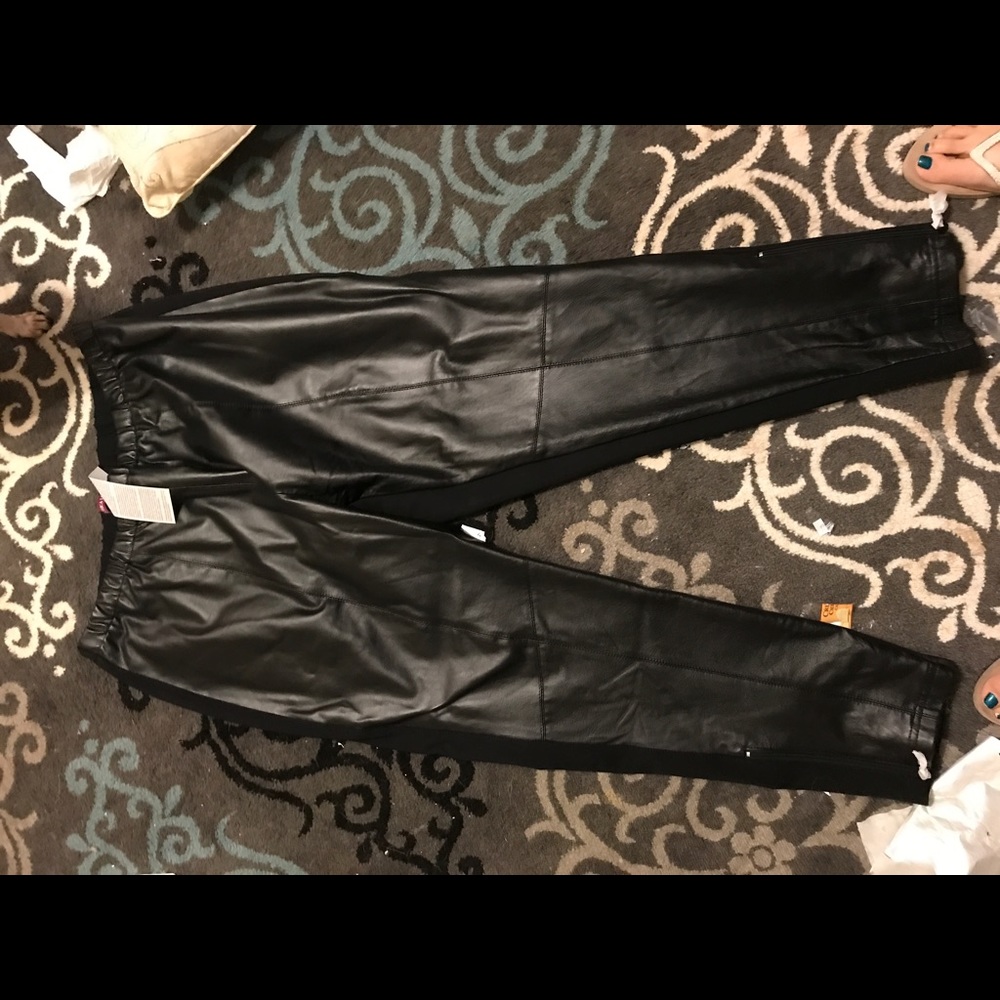 Plus size genuine leather pants