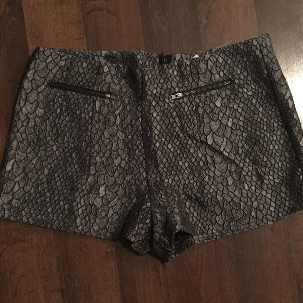 Dark Gray and Black Snake Print Shorts