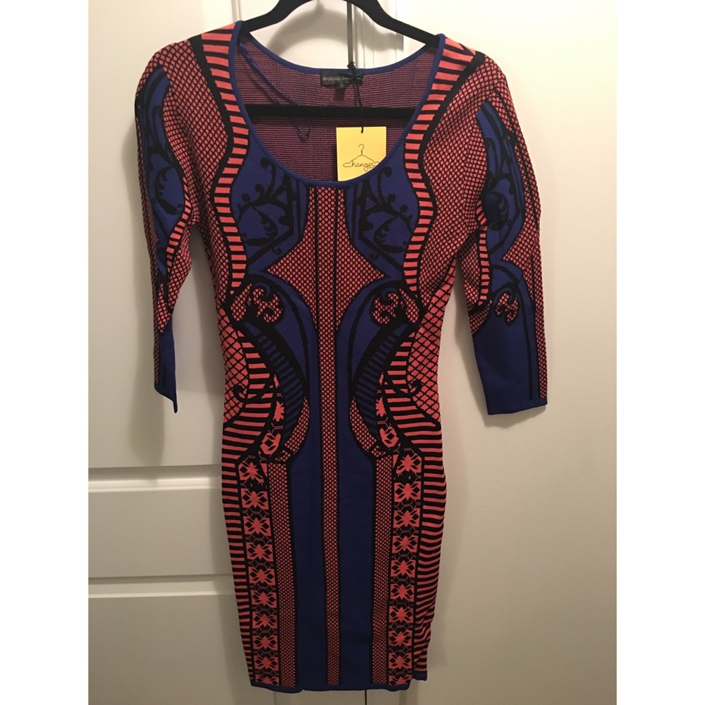 Brand new Blue and Orange Fitted Dress