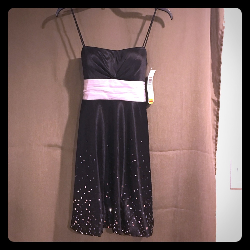 Black and silver spaghetti strap dress