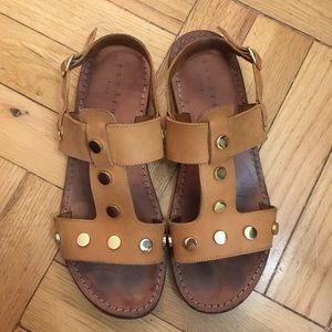 Sandro Brown Sandals with gold studds