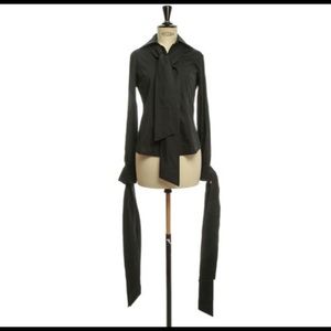 Alexander McQueen Black tie neck/sleeve top size 6