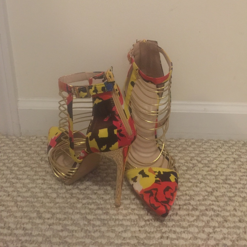 Multi-colored heels size 10 women's.