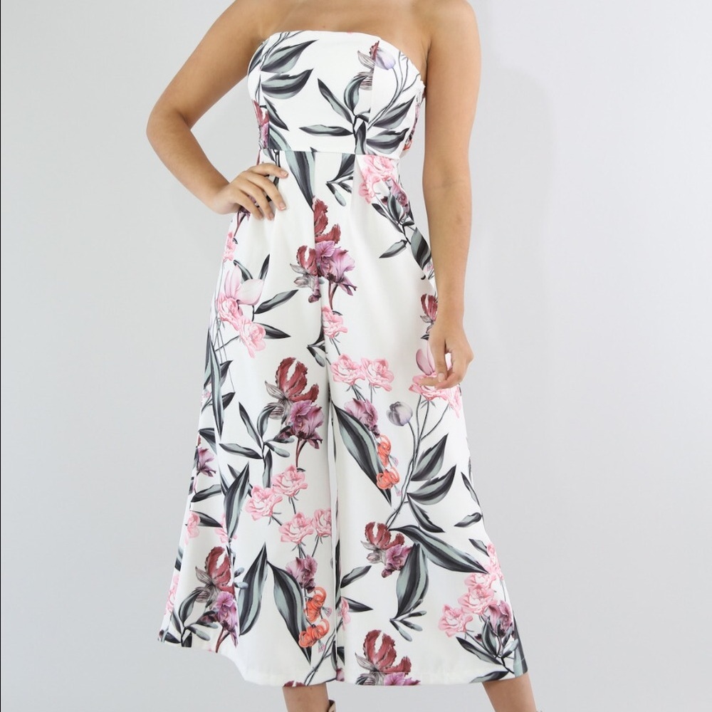 Strapless Wide Leg Jumpsuit
