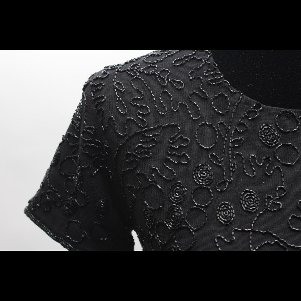 RALPH RALPH LAUREN black beaded short sleeve top - Picture 3 of 7