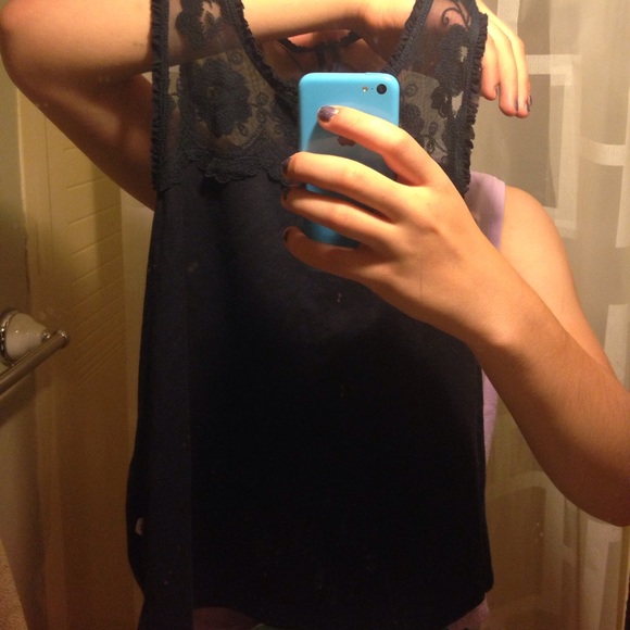 Navy Blue Hollister Floral Tank Top - Picture 3 of 3