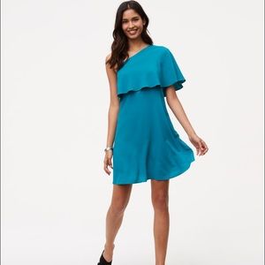 Ann Taylor One Shoulder Flounce Dress