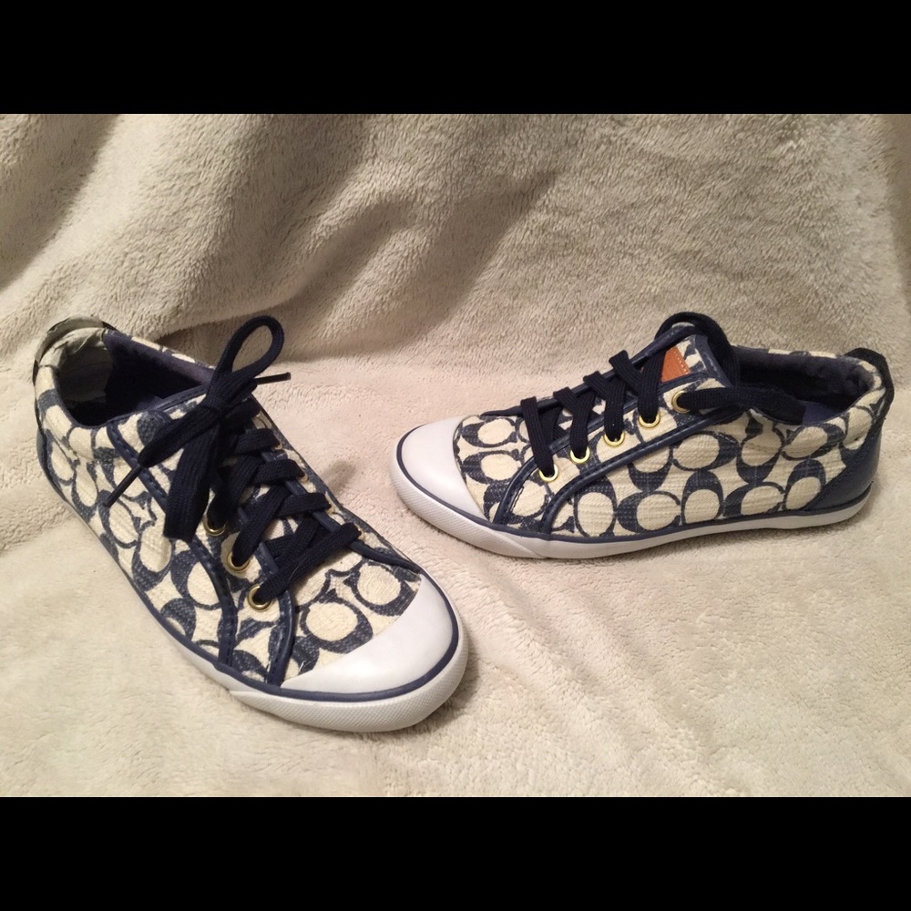 SOLD*Coach Signature Barrett blue & cream sneakers