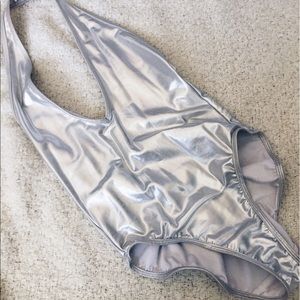 American apparel metallic silver bodysuit