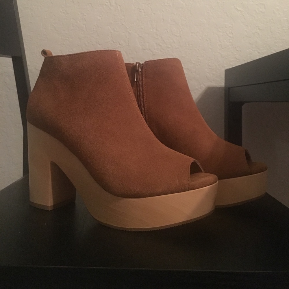 Nasty Gal Cognac Heeled Booties