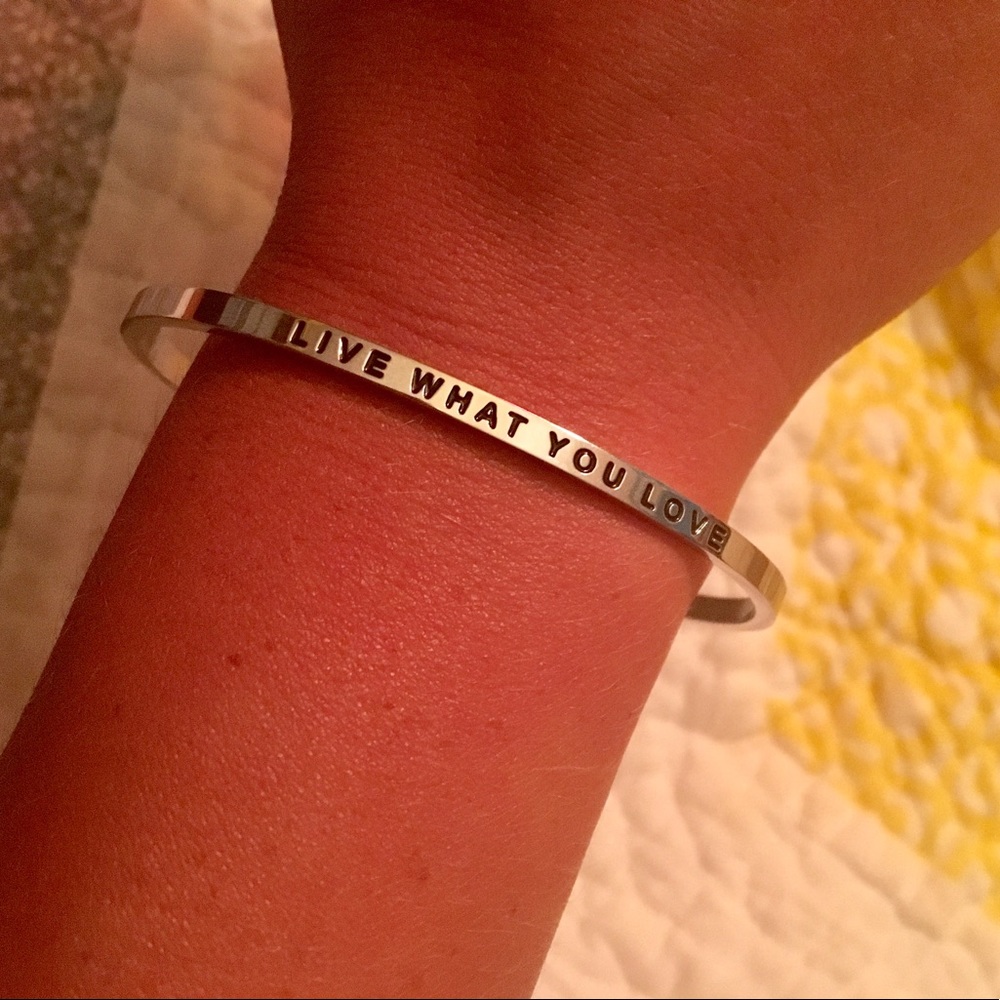 "Live What You Love" sterling silver bangle