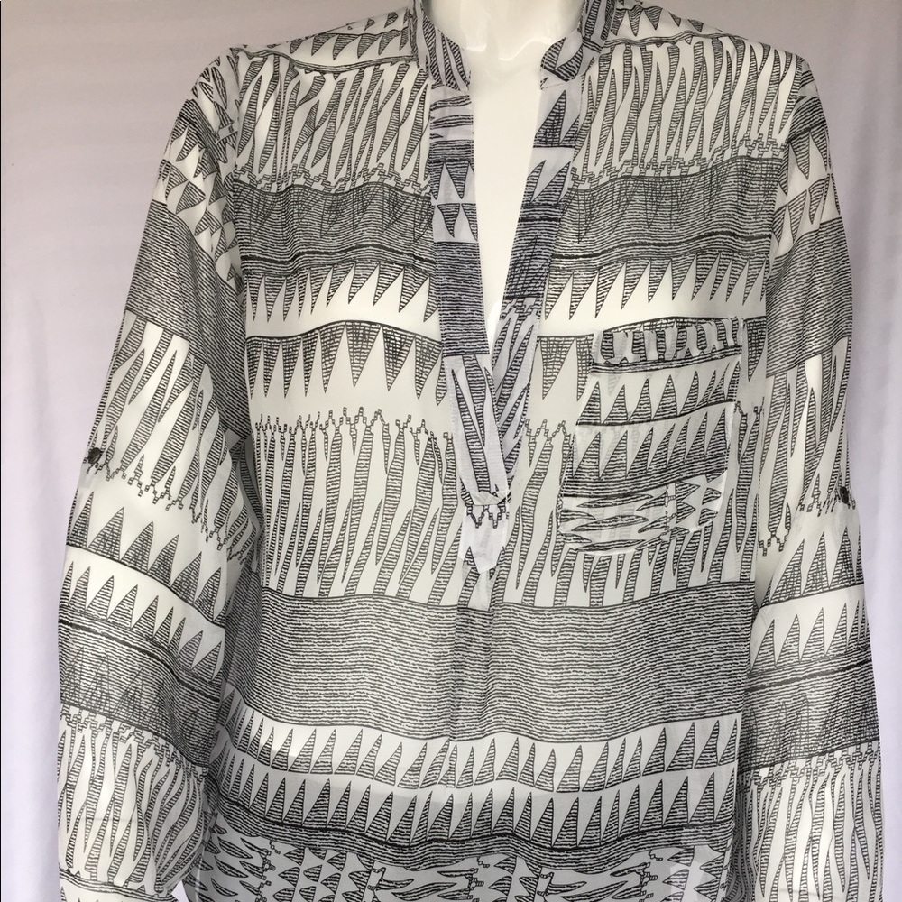 Ava Christian large black and white women's blouse