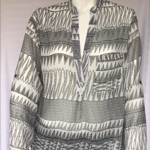 Ava Christian large black and white women's blouse